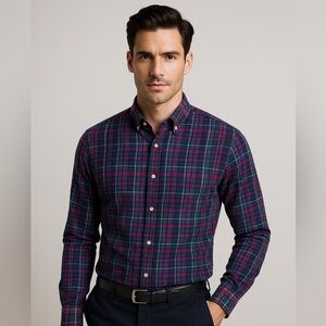 Rodd & Gunn Shirt Mens Extra Large Blue Pink Plaid Sports Fit Button Up Italy